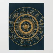Vintage Zodiac Astrology Chart Royal Blue Gold Poster By Danieljohndesign