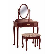 vanity table and stool set with oval