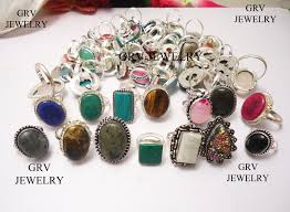 whole rings lots mix gemstones 925