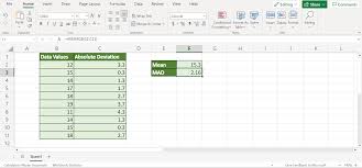 mean absolute deviation in excel