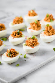 French onion deviled eggs are ridiculously flavorful and topped with crispy pancetta and fresh chives. Best Keto Buffalo Deviled Eggs Recipe Low Carb Gluten Free Paleo