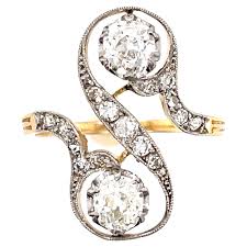 1stdibs diamond platinum antique french gold double ring edwardian
