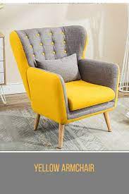 Place a couple of chaise or lounge chairs in your porch or patio to make it the new hangout for the family. Yellow Wing Back Occasional Lounge Chair And Footstool Living And Home Yellow Chair Living Room Yellow Chair Comfortable Office Chair