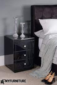 Black Mirrored Glass High Gloss Bedside