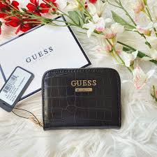 guess croc effect small zip around