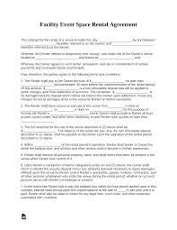 Free Event Facility Space Rental Agreement Template Pdf