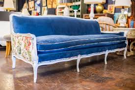 Velvet also looks great in tufted styles, as the sheen of the fabric will perfectly highlight the curves in the surface. Before After Blue Velvet Floral Sofa The Nest Reno