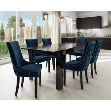 Our dining sets also give you comfort and durability in a big choice of styles. Black High Gloss Extending Dining Table With 6 Navy Blue Velvet Dining Chairs Furniture123