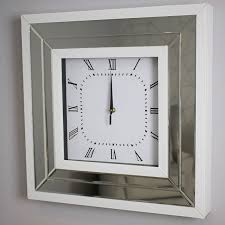 Madison White Glass Mirrored Wall Clock