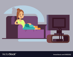 Image result for clip art woman on sofa watching tv