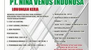 We did not find results for: Lowongan Kerja Pt Nina Venus Indonusa Purbalingga Terbaru Info Loker Purbalingga