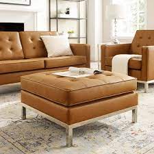 Upholstered Faux Leather Ottoman