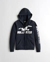 Hollister Logo Graphic Full Zip Clearance Outlet Hoodies
