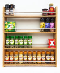 Oak Spice Rack 4 Shelf Deep Shelves For