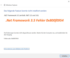 dotnet framework 3 5 fehler 0x800f0954