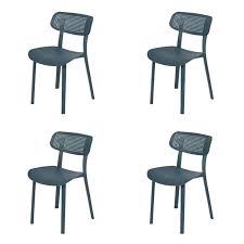 set of 4 garden chairs plastic dark