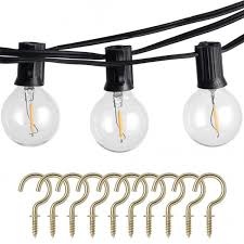 Globe String Lights Vintage Led G40 String Lights Waterproof Dimmable 23foot Outdoor And Indoor String Lights With 10 Pieces 1 1 4 Cup Hook For Room Cafe Bistro Patio Black C018htrxyqa
