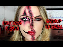half face clown halloween makeup