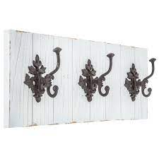 plank wood wall decor with hooks