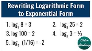 logarithmic form to exponential form