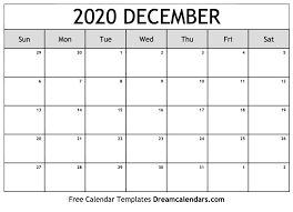 december 2020 calendar free blank