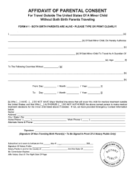 minor child forms and templates