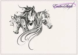 Horse Trio Embroidery Design 4 Sizes