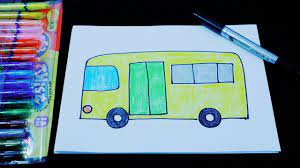 Cách vẽ ô tô buýt / xe bus đơn giản cho trẻ mầm non / How to draw a bus (  simple for kids) - YouTube
