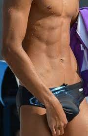 Speedos player one v lines rugby players swimsuits. Bulges