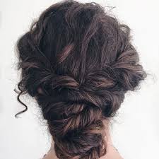 Updo for curly hair with a side braid. 24 Top Curly Prom Hairstyles 2019 Update
