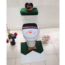 1 Set Snowman Toilet Seat Cover And Rug