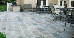 slate floor tiles in earthly tones for