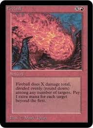 The initial print run of 2.6 million cards sold out quickly, and a new printing run was released in october 1993. Fireball Alpha Magic Cards Magic Vintage Trollandtoad