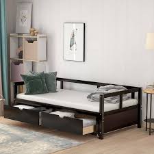Godeer Espresso Twin Size Wooden Daybed