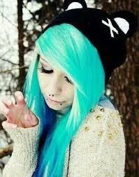 If you have long hair and a great determination to look like a fairytale princess, you can show your hairdresser. Emo Girl Blue And White Strips Emo Scene Hair Hair Styles Emo Hair