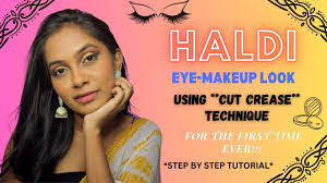haldi eye makeup look using cut crease