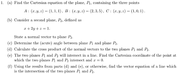 Cartesian Equation Of The Plane P1