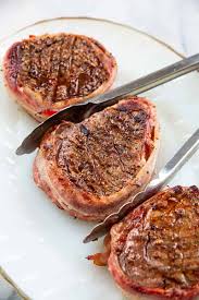 bacon wrapped grilled filet mignon