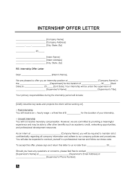 free internship offer letter template