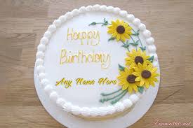You can write your name on any birthday cake to make everyone's birthday special. My Name On Happy Birthday Sunflower Cake Image