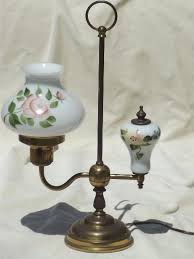 Vintage Brass Student Lamp W Painted