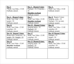 Sample Workout Chart 7 Documents In Pdf