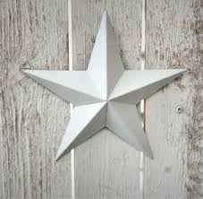 8 White Glitter Tin 3d Hanging Star
