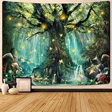 Zussun Fantasy Forest Tapestry Green