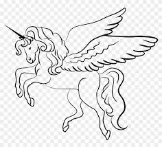 Start the simple head shape. Drawn Unicorn Wing Unicorn Line Art Clipart 156856 Pikpng
