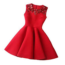 Cichic Red Plain Sequin Draped Round Neck Fashion Mini Dress