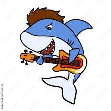 guitarrist shark cartoon funny shark