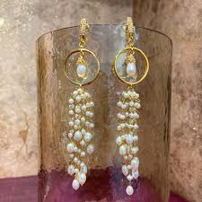 Designer Long Earrings Featuring Seed Pearls & White Oval Pearls - Pure  Pearls