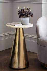 Marble Effect Trumpet Base Side Table