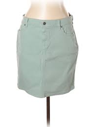 Details About L L Bean Women Green Denim Skirt 12 Petite